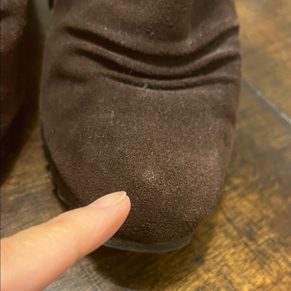 Michael Kors Dark Brown Suede Wedge Booties - Picture 12 of 13